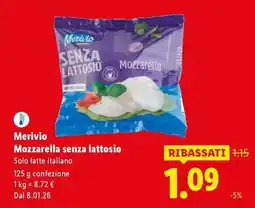 Lidl Merivio Mozzarella senza lattosio offerta