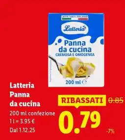 Lidl Latteria Panna da cucina offerta