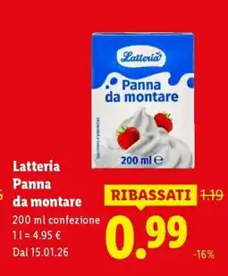 Lidl Latteria Panna da montare offerta