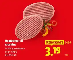 Lidl Hamburger Di Tacchino offerta