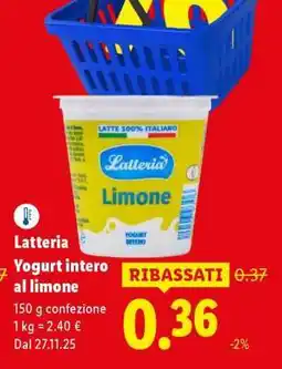 Lidl Latteria Yogurt intero al limone offerta
