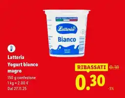 Lidl Latteria Yogurt bianco magro offerta