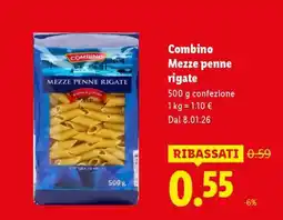 Lidl Combino Mezze penne rigate offerta