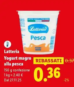 Lidl Latteria Yogurt magro alla pesca offerta