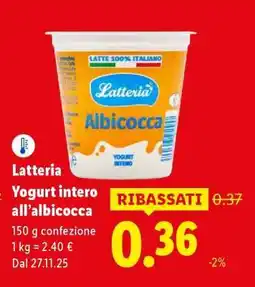 Lidl Latteria Yogurt intero all’albicocca offerta