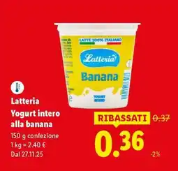 Lidl Latteria Yogurt intero alla banana offerta