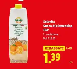 Lidl Solevita Succo di clementine IGP offerta