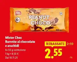 Lidl Mister Choc Barrette al cioccolato e arachidi offerta