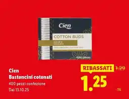 Lidl Cien Bastoncini cotonati offerta