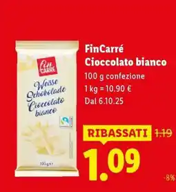 Lidl FinCarré Cioccolato bianco offerta