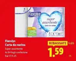 Lidl Florays Carta da cucina offerta