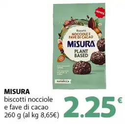 Supermercati Dok MISURA biscotti nocciole e fave di cacao offerta
