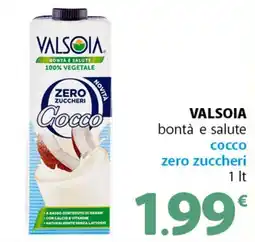 Supermercati Dok VALSOIA bontà e salute cocco zero zuccheri offerta