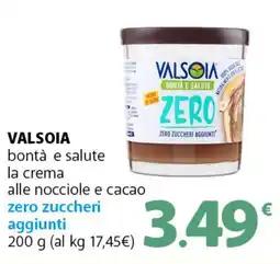 Supermercati Dok VALSOIA bontà e salute la crema alle nocciole e cacao zero zuccheri aggiunti offerta