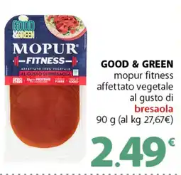 Supermercati Dok GOOD & GREEN mopur fitness affettato vegetale al gusto di bresaola offerta