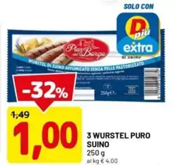 DPiù 3 wurstel puro suino offerta