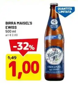 DPiù Birra maisel's ewiss offerta