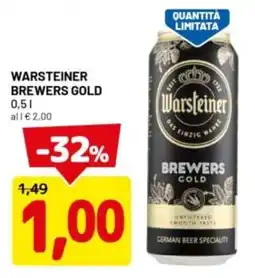 DPiù Warsteiner brewers gold offerta