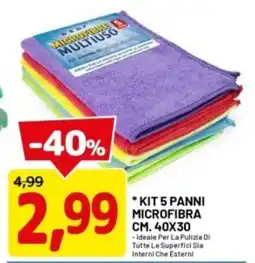 DPiù Kit 5 panni microfibra cm. 40x30 offerta