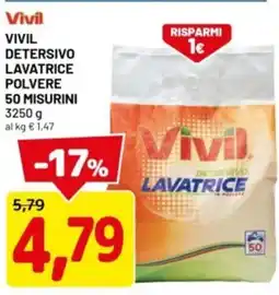 DPiù Vivil detersivo lavatrice polvere 50 misurini offerta