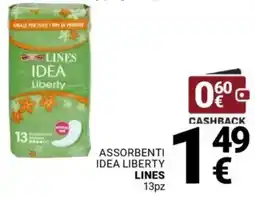 Supermercati Gulliver Assorbenti idea liberty LINES 13pz offerta