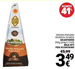 Supermercati Gulliver Grana padano riserva 20 mesi GRANTERRE offerta