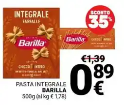 Supermercati Gulliver Pasta integrale BARILLA offerta