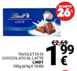 Supermercati Gulliver Tavoletta di cioccolato al latte LINDT offerta
