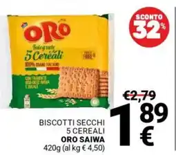 Supermercati Gulliver Biscotti secchi 5 cereali ORO SAIWA offerta