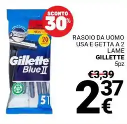 Supermercati Gulliver Rasoio da uomo usa e getta a 2 lame GILLETTE offerta