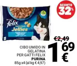 Supermercati Gulliver Cibo umido in gelatina per gatti felix PURINA offerta