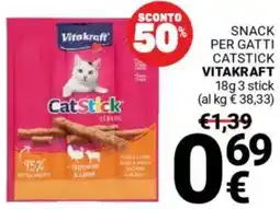 Supermercati Gulliver Snack per gatti catstick VITAKRAFT offerta