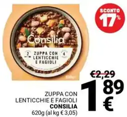 Supermercati Gulliver Zuppa con lenticchie e fagioli CONSILIA offerta
