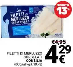 Supermercati Gulliver Filetti di merluzzo surgelati CONSILIA offerta