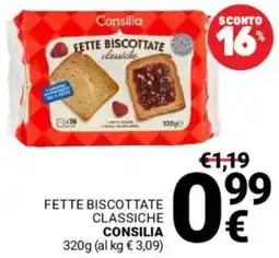 Supermercati Gulliver Fette biscottate classiche CONSILIA offerta