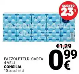 Supermercati Gulliver Fazzoletti di carta 4 veli CONSILIA offerta
