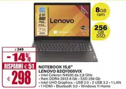 Il Gigante NOTEBOOK 15,6" LENOVO 82QY000VIX offerta