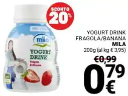 Supermercati Gulliver Yogurt drink fragola/banana MILA offerta