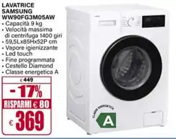 Il Gigante LAVATRICE SAMSUNG WW90FG3M05AW offerta