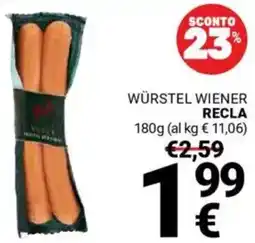 Supermercati Gulliver Würstel wiener RECLA offerta