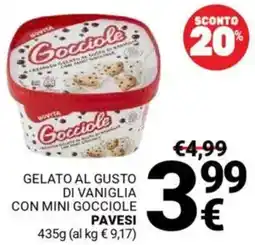 Supermercati Gulliver Gelato al gusto di vaniglia con mini gocciole PAVESI offerta