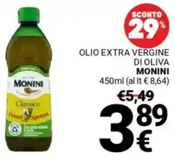 Supermercati Gulliver Olio extra vergine di oliva MONINI offerta