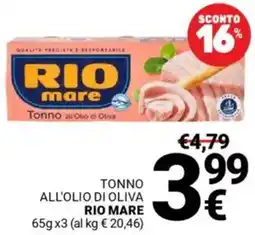 Supermercati Gulliver Tonno all'olio di oliva RIO MARE offerta
