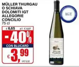 Il Gigante Müller thurgau o schiava dolomiti igt allegorie concilio offerta
