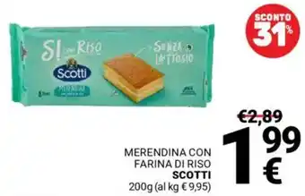 Supermercati Gulliver Merendina con farina di riso SCOTTI offerta