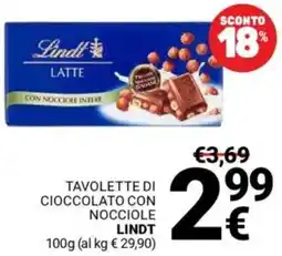Supermercati Gulliver Tavolette di cioccolato con nocciole LINDT offerta
