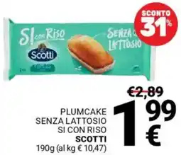 Supermercati Gulliver Plumcake senza lattosio si con riso SCOTTI offerta