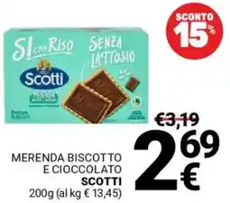 Supermercati Gulliver Merenda biscotto e cioccolato SCOTTI offerta
