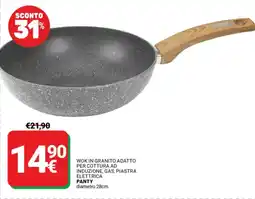 Supermercati Gulliver Wok in granito adatto per cottura ad induzione, gas, piastra elettrica panty offerta