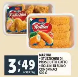 Deco Supermercati Martini stuzzichini di prosciutto cotto, rollini di suino con spinaci offerta